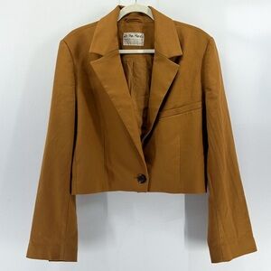 Free People Block Party Cropped Blazer Camel Large
